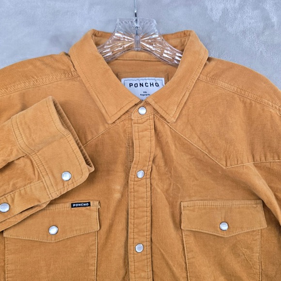 Poncho Other - Poncho Corduroy Shirt Men XXL Camel Western Pearl Snap Regular Fit Long Sleeve